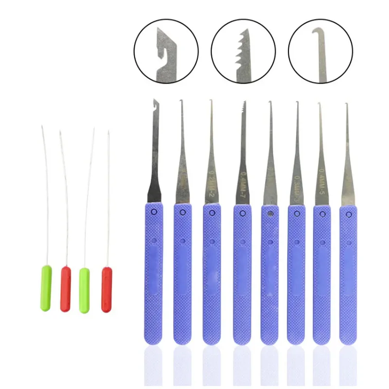12pcs Lockpick Kit for Broken Keys Auto Extractor Easy Remover Portable Hand Tools with Hooks Door Open Tool Lock Picking Sets