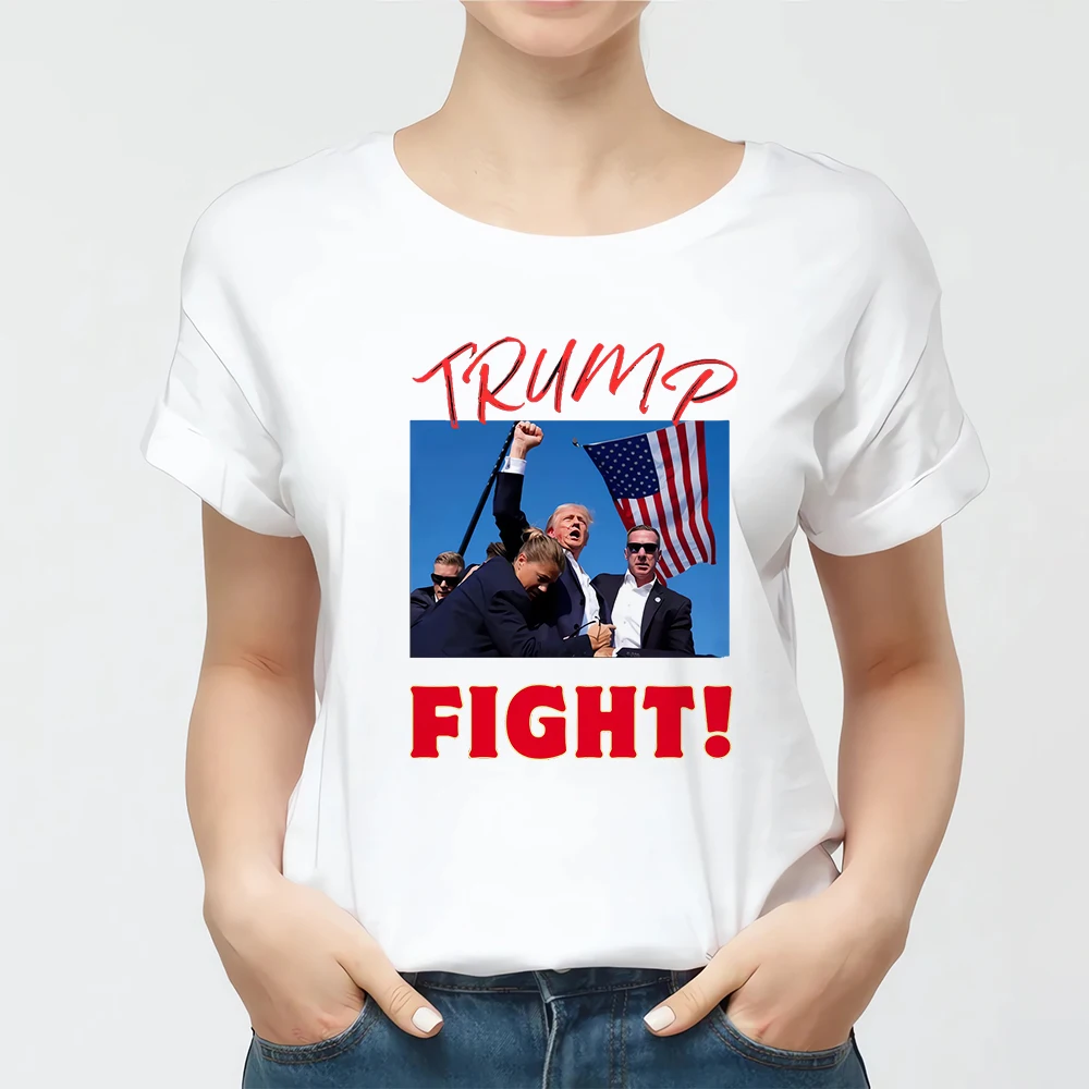 HX Trump Shot FIGHT! 2024 Unisex T-Shirt Shot Assasanation Attempt Printed Short Sleeve Tees Summer Cotton T Shirts Dropshipping