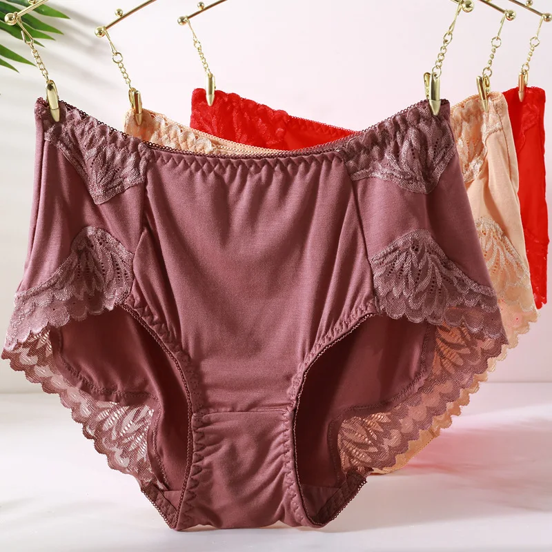 Panties Briefs Underpants Seductive Mesh Mid Rise Bikini Modal Lingerie for 40-100kg Curvy Women Breathable sexy Underwear