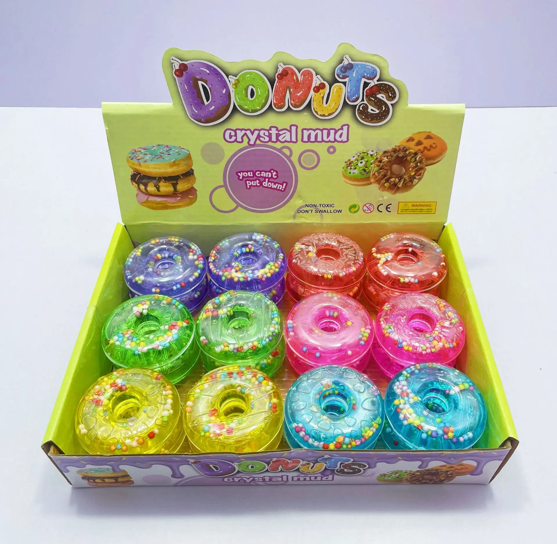 Doughnut Shaped Sparkling Glue Household Toys with High Transparency Glue Added Crystal Mud Beads Flower Pieces Cute Slime