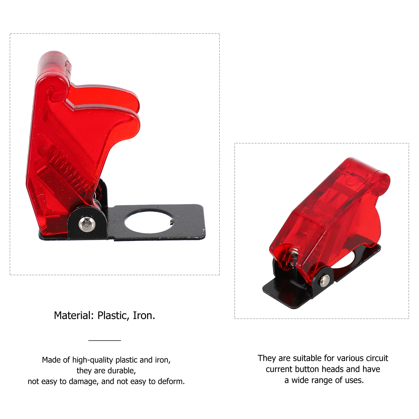 6Pcs Red Toggle Switch Covers Waterproof Dustproof Safety Guards Durable Plastic Iron for Various Uses Toggle Covers