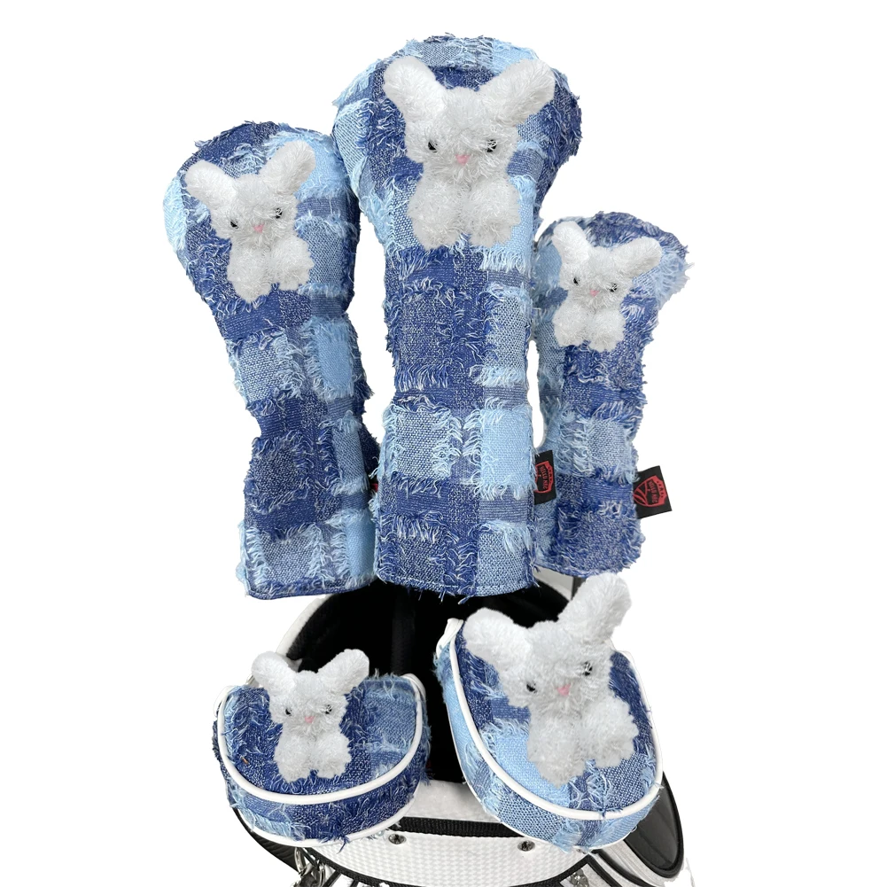 

3 шт. чехлы для гольф-клуба с милым кроликом, чехлы на голову для гольфа для леса, чехлы на голову для гольфа для леса и водителя