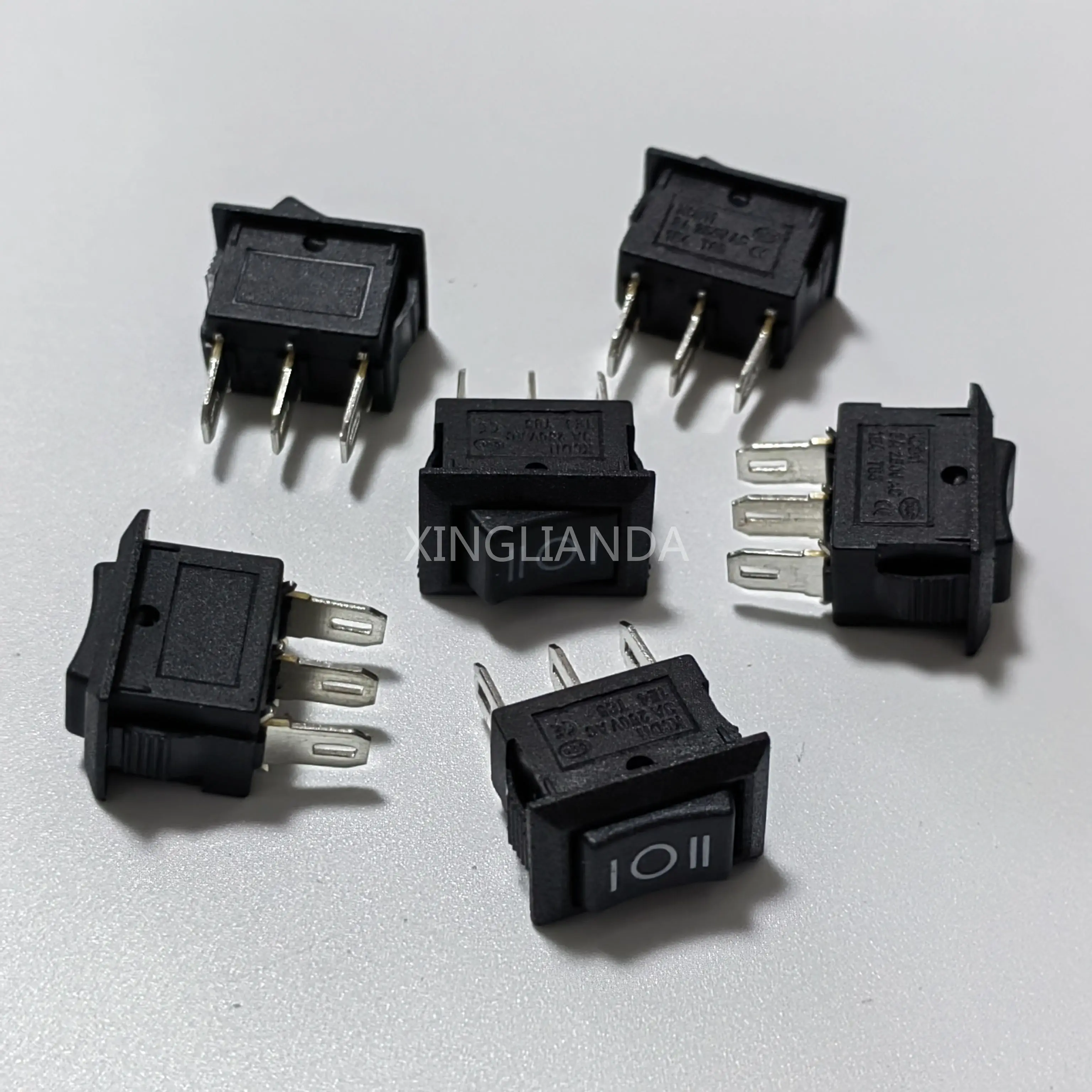 20PCS KCD1-11 10X15MM ON-OFF-ON Rocker Push Button Mini Switch 3A 250VAC 6A 125VAC 3Pin 3 Position 10*15 Black