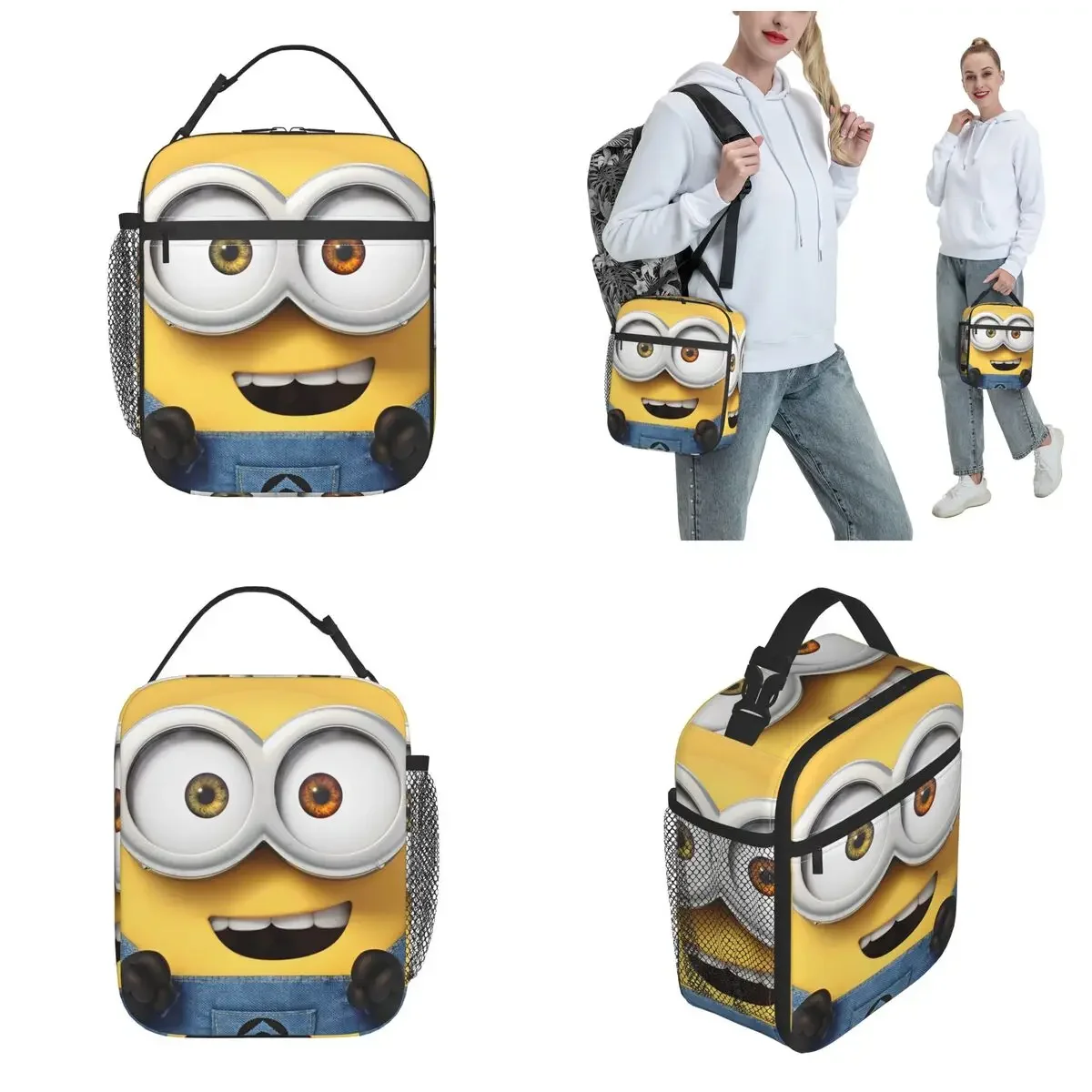 Minions Bob Insulated Lunch Bag Cooler Bag Lunch Container Large Tote Lunch Box Girl Boy School Picnic