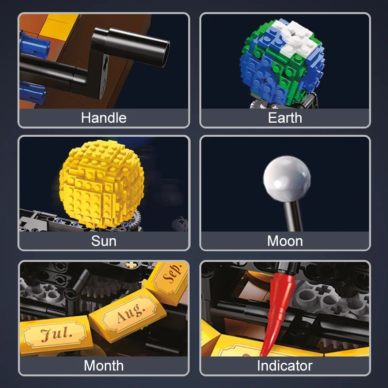 865 Pcs MOC City Solar System Earth and Sun Clock Building Blocks Science Experiment Education Bricks Toys Children Boys Gifts