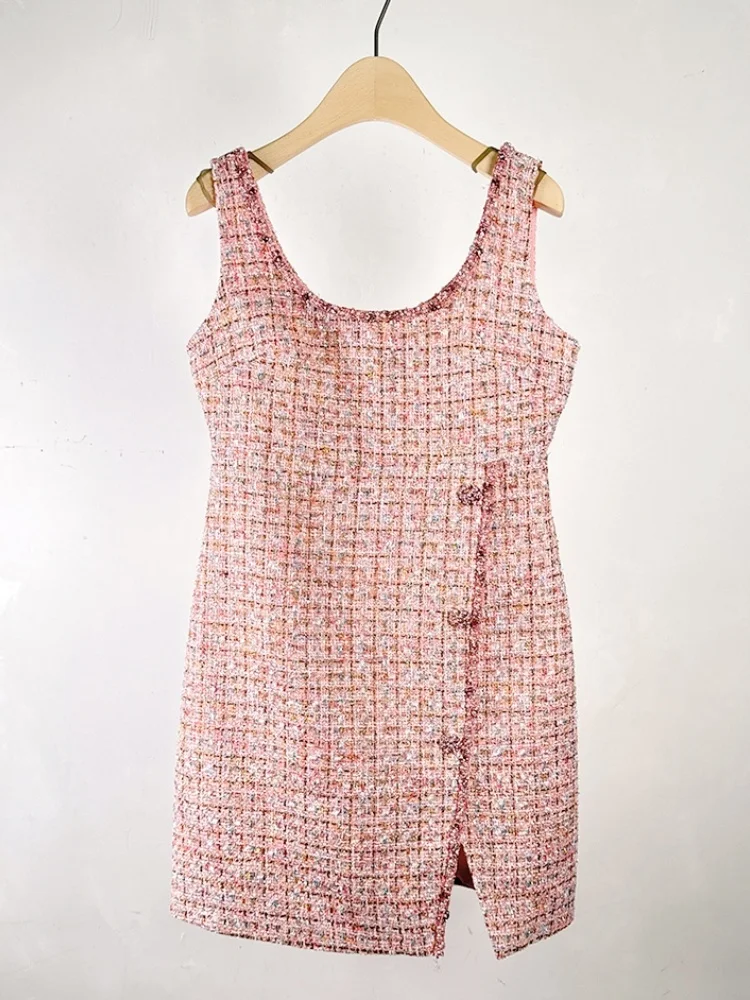 

Gentle Small Fragrant Style Tweed Dress New Spring Autumn Temperament High-End Luxury Beaded Slimming Woolen Dress