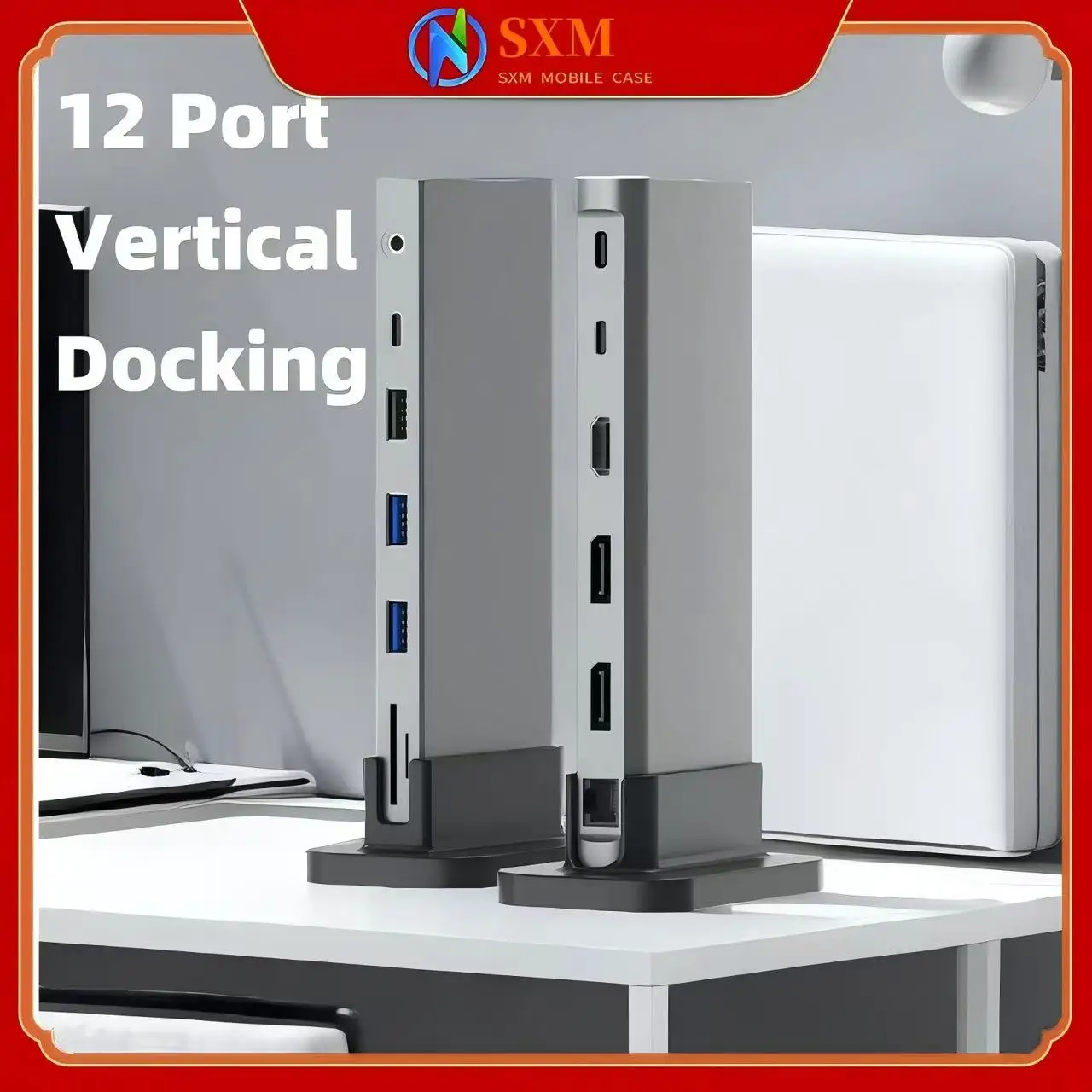 

12-in-1 TypeC Same Screen 4K HD Projection Fast Charging Vertical Laptop USB Docking Station