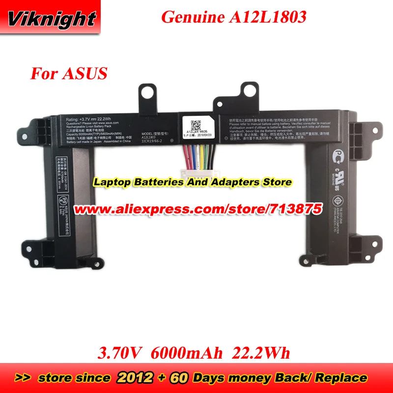 

Оригинальный аккумулятор A12L1803 0B110-00560000 1ICR19/66-2 для игровой консоли ASUS Twin View Dock ZS600KLS A12LJ4X M835 3,7 В 22,2 Втч
