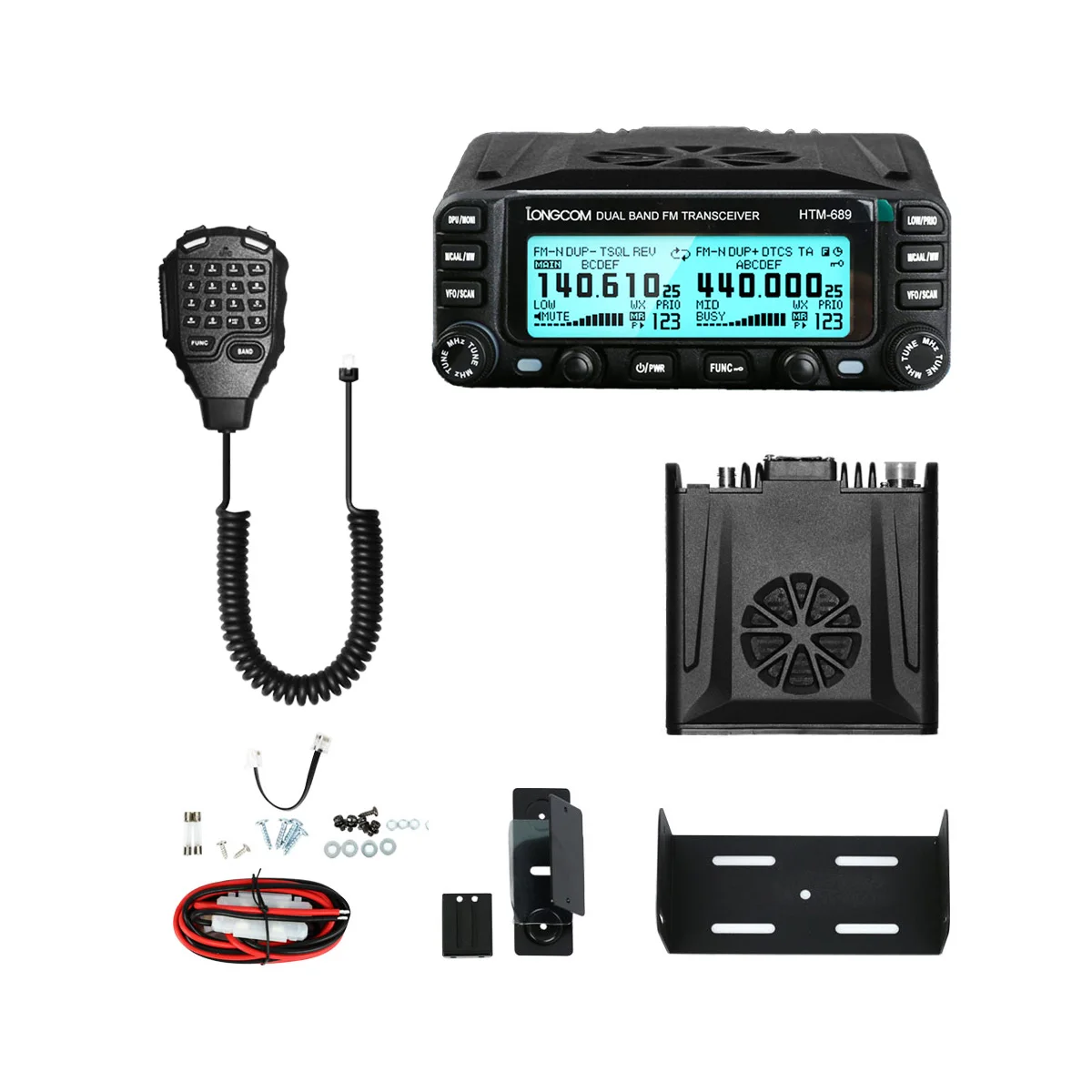 VHF/UHF 136-174/400-520MHz HTM689 Outdoor High-Power Self Driving Traveling Platform 50 Watt Car Mounted Walkie Talkie