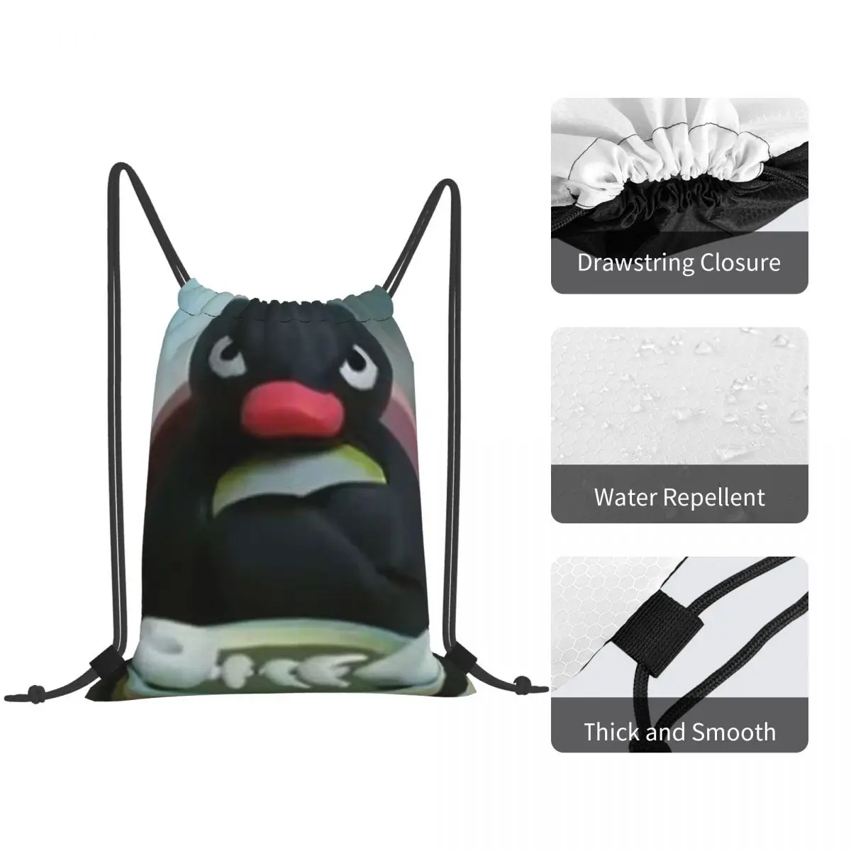 Pingu The Penguin Angry - Noot Noot Backpacks Fashion Drawstring Bundle Pocket Sundries Bag Book Bags for Travel Students