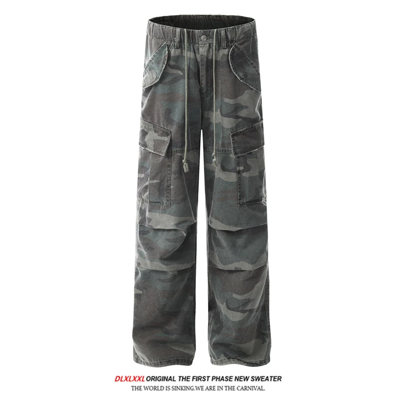 

GXFortune американские камуфляжные длинные брюки с завышенной талией, мужские повседневные прямые брюки для рабочей одежды, свободный крой, весна-осень