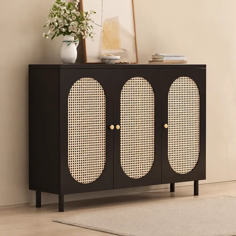 New Retro Rattan Shoe Cabinet Door Home Simple Modern Porch Wall Locker Living Room Storage
