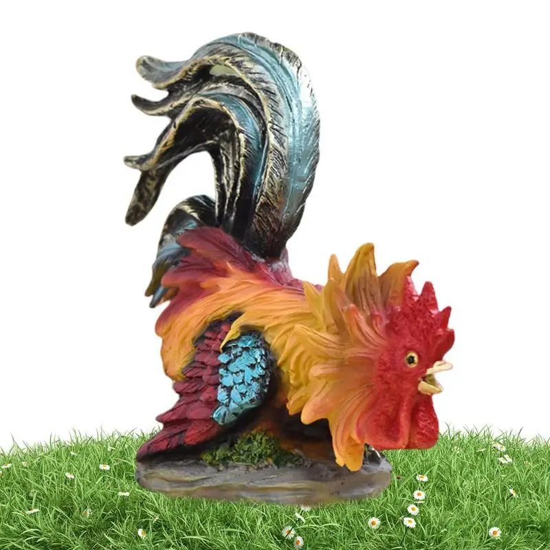 

Rooster Statue Animal Sculpture Yard Art Outdoor Chicken Decor Ornament Figurines Rooster Sculpture Artwork for Backyard Lawn