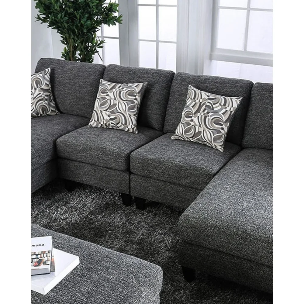 

Contemporary Armless Chair Gray Color Chenille 1pc Chair Living Room Furniture Plush Seat Pillow