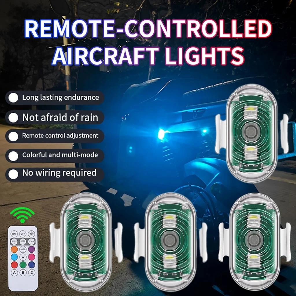 1/2/4/8Pcs/Sets Motorcycle LED RGB Led Strobe Lights With Wireless Remote Control Aircraft Airplane Decorative Warning Lights