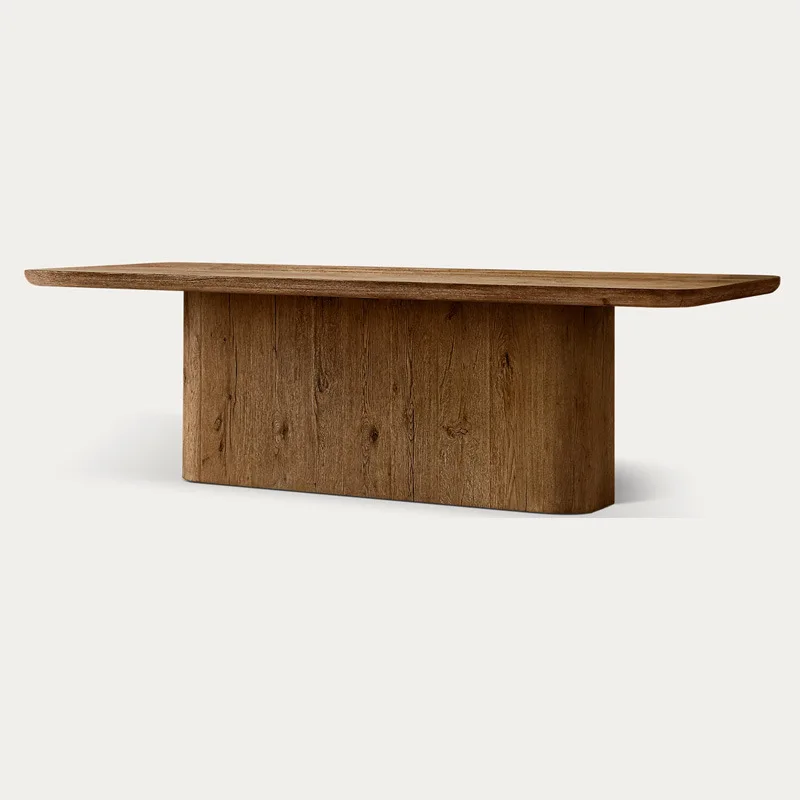 Tea table French country retro solid wood long dining table modern simple oak home western dining table
