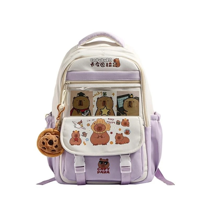 

E8FB Fashionable Capybara Designs Backpack Большая школьная сумка для школы и поездка на работу