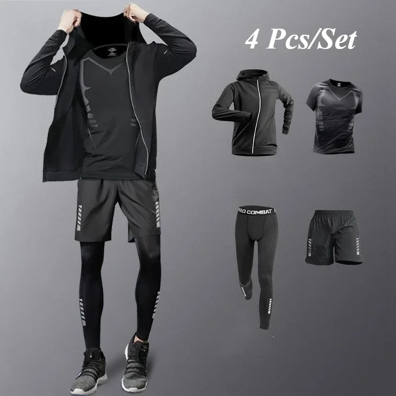 Tights men sports suit gym man sportswear sport clothes for men training jogging tracksuits running compression suits set