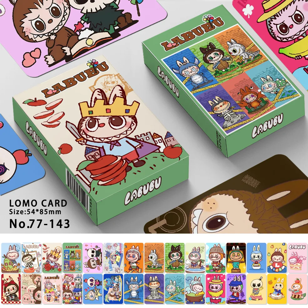 labubu monster lomo card stickers pack cute cartoon faca voce mesmo sticker infantil colecao de animacao classica cartoes brinquedos presente 30 pcs 01