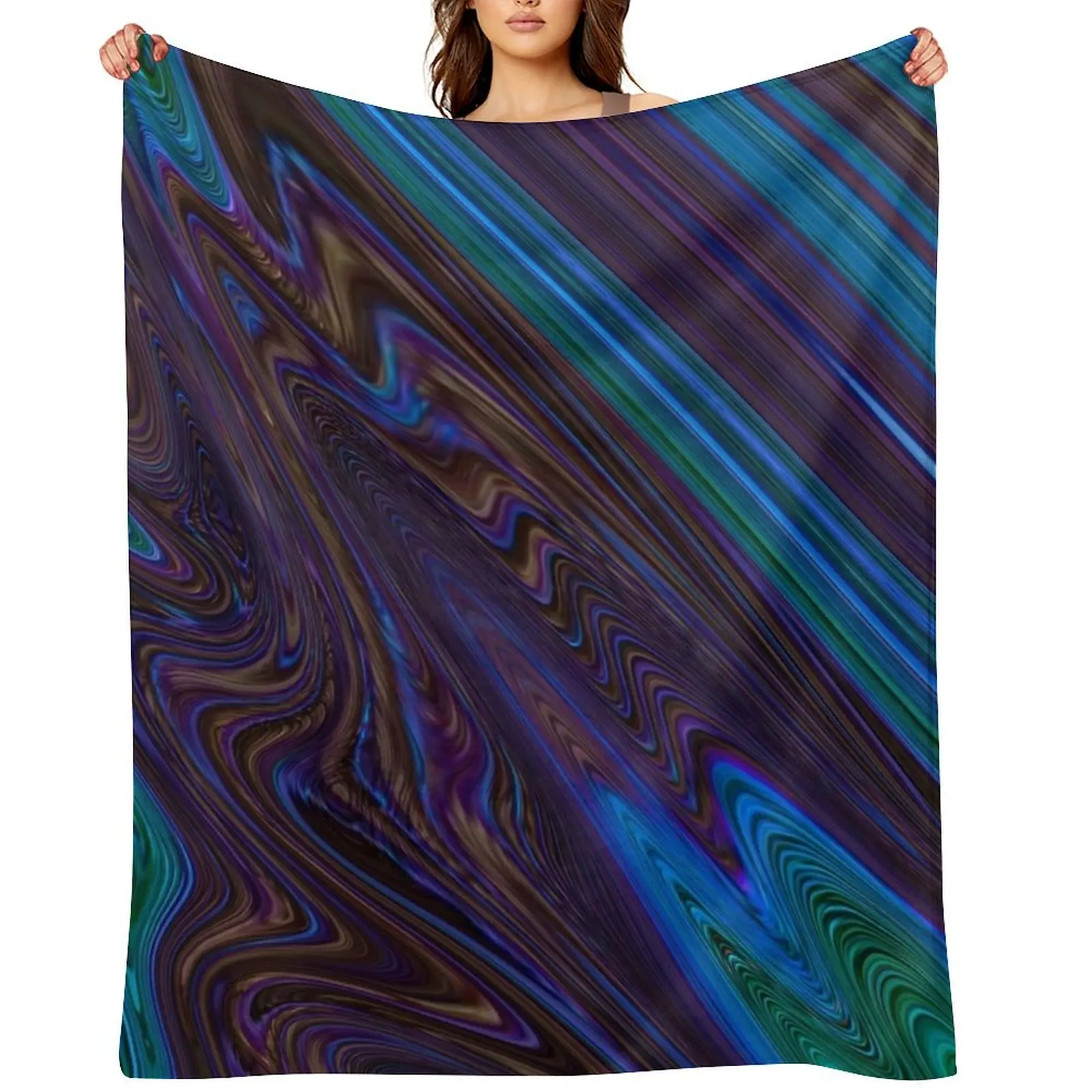 

Liquid peacock Throw Blanket Luxury Camping Sofa Throw Shaggy Blankets