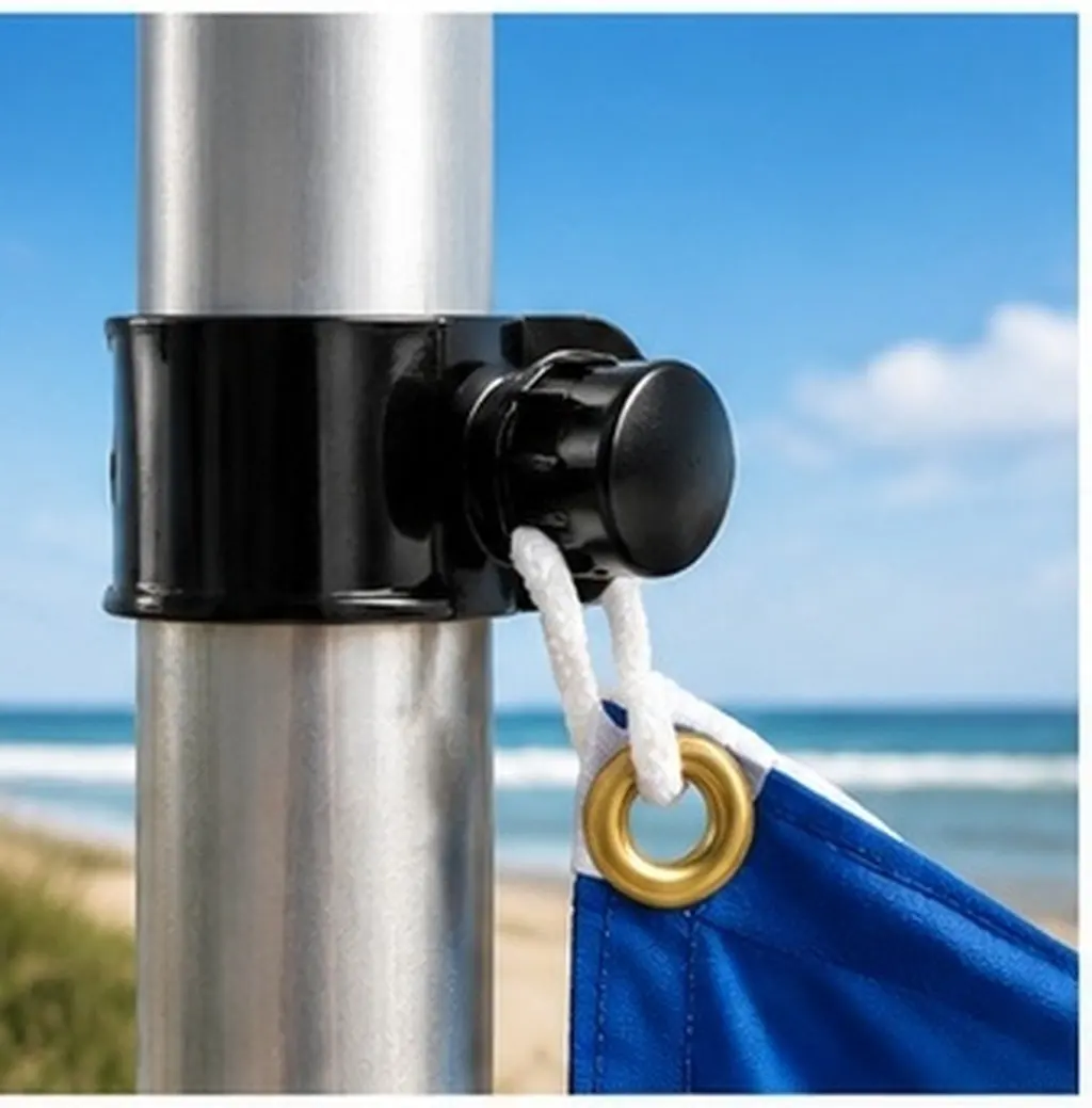 2 Pcs Flag Fix Hook Adjustable Flagpole Clips Hooks Holder Clamp on Accessories