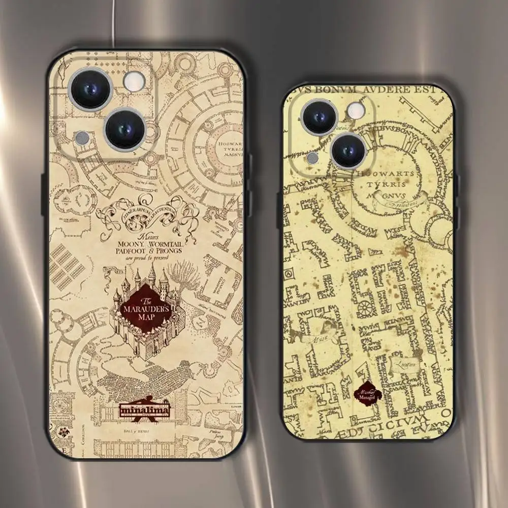 

Map Marauder Map Train Ticket Art Phone Case For iPhone 16,15,14,13,12,11,Pro,XS,Max,XR,Plus,E,SE4,Mini Black Soft Cover