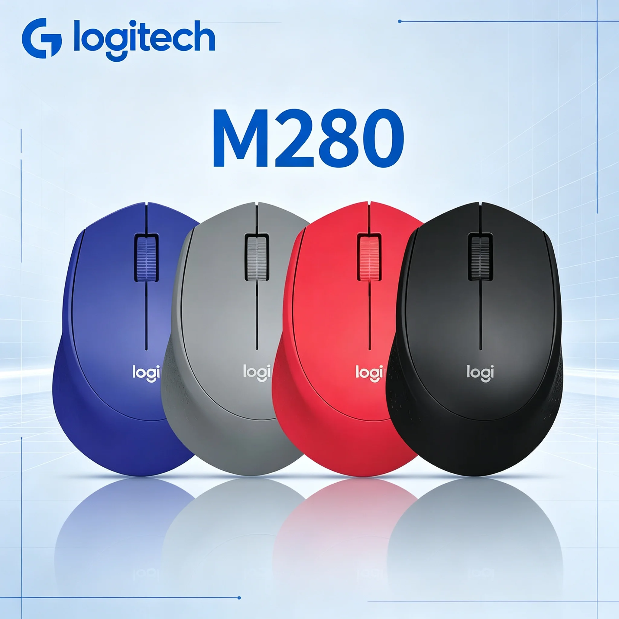 Logitech M280 Wireless Office Mouse Right‑Hand Contoured Body Rubber Side Grips Stable Wireless Connection Mice For Home And Bus