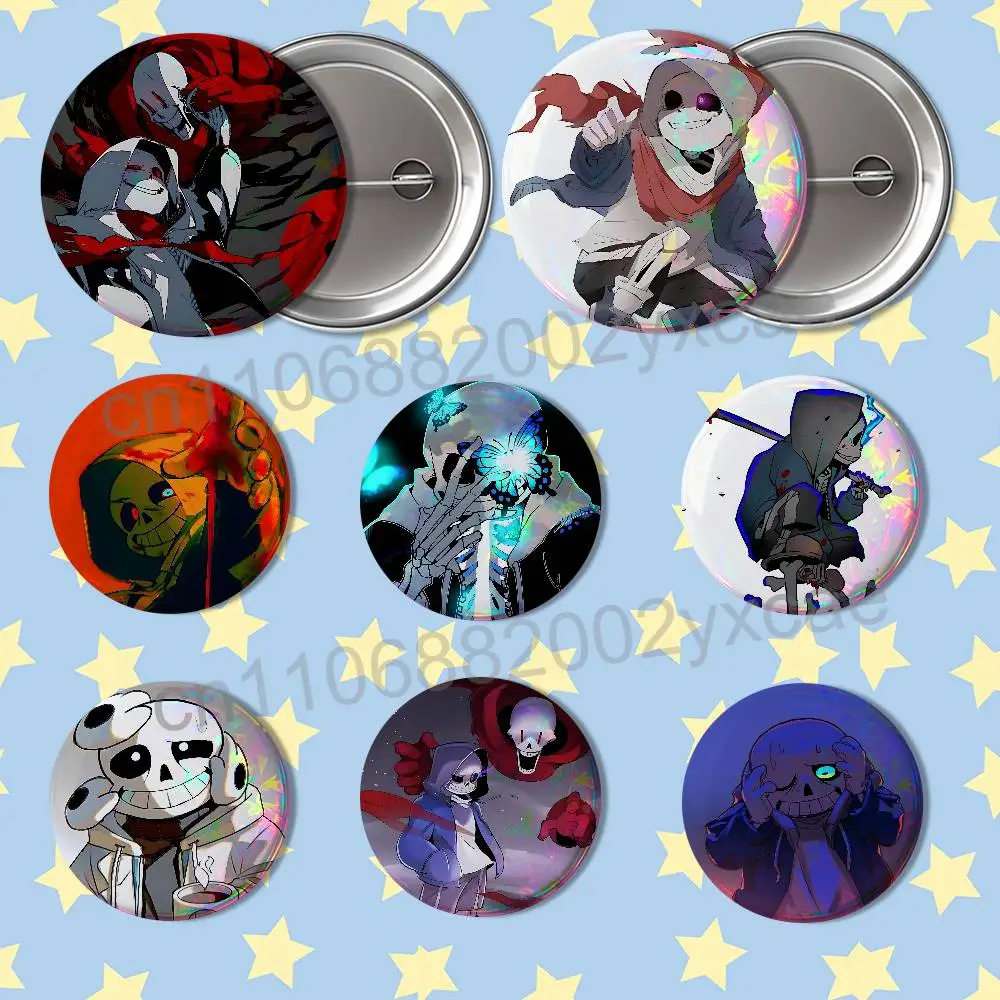 Halloween meme Dust!Sans Undertale Sans Round Exquisite Badge Brooches Creative Pins For Clothes Hat Backpack Gift Accessories