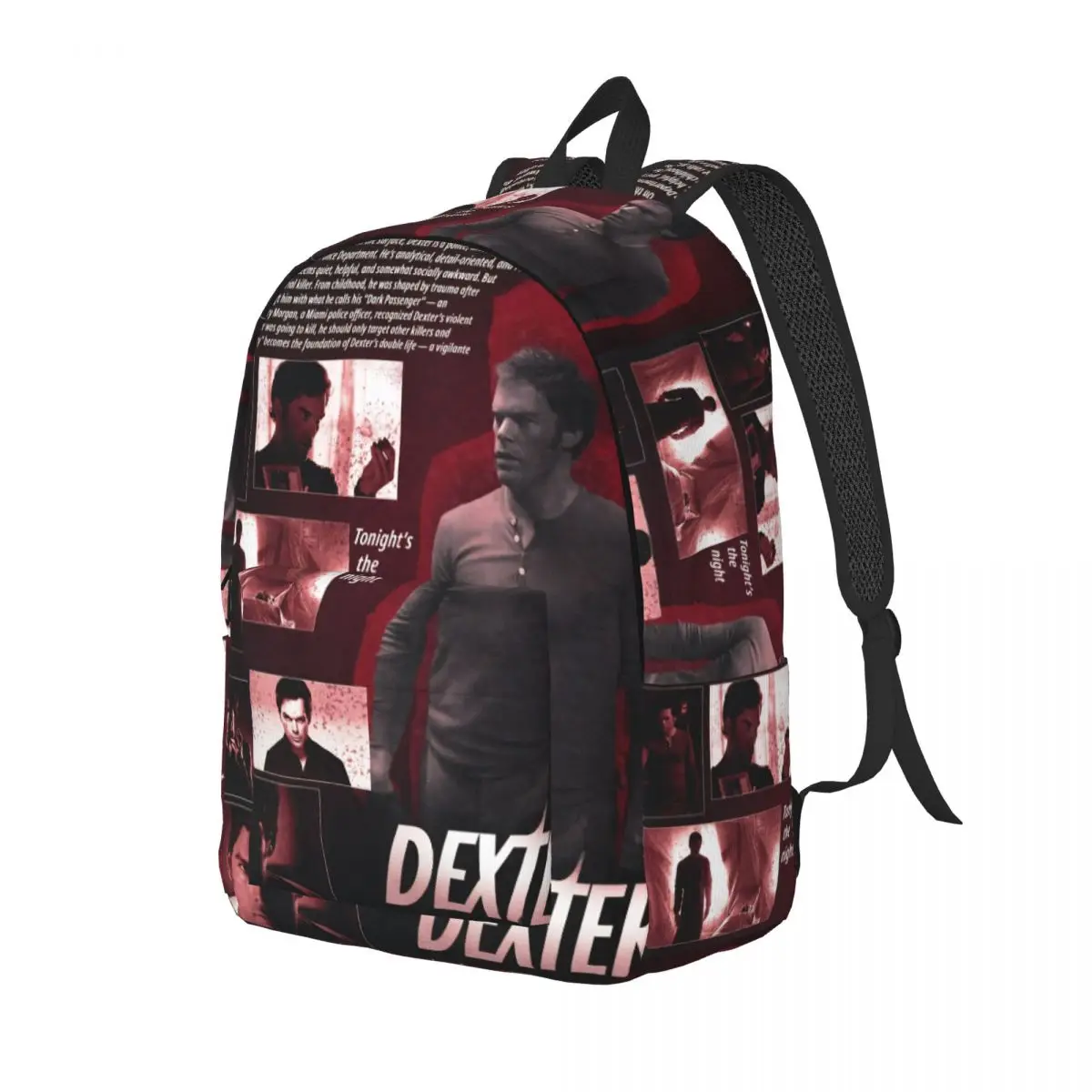 Dexter Morgan Blood Never Lies Fashion Backpack Lightweight Student Work TV Show Daypack for Men Women College Shoulder Bag