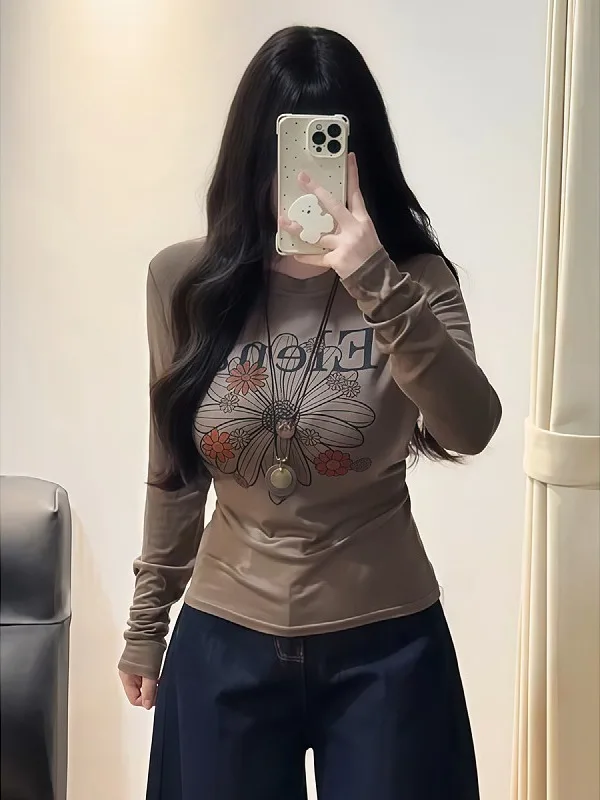 

plus Size Floral Print Long Sve T-irt Faionable Autumn New Sle for Plump Women Breathable Comfortable Skin-Friendly ...