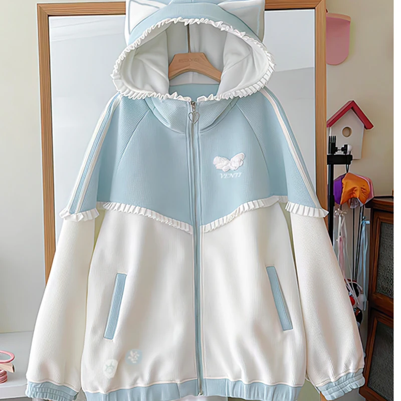 أنيمي جينشين تأثير Venti سمة تأثيري الكرتون هوديي معطف القط الأذن تصميم الخريف والشتاء الملابس اليومية هدية عيد الميلاد