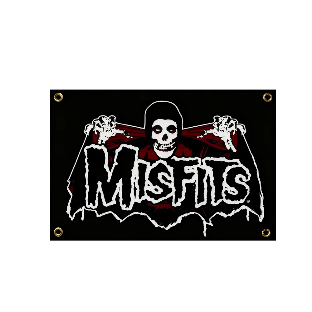 Bandeira de misfits 2x3 pés 3x5 pés rock band banner tapeçaria de suspensão de parede punk rock música merch decoração para quarto, bandeira decorativa ao ar livre