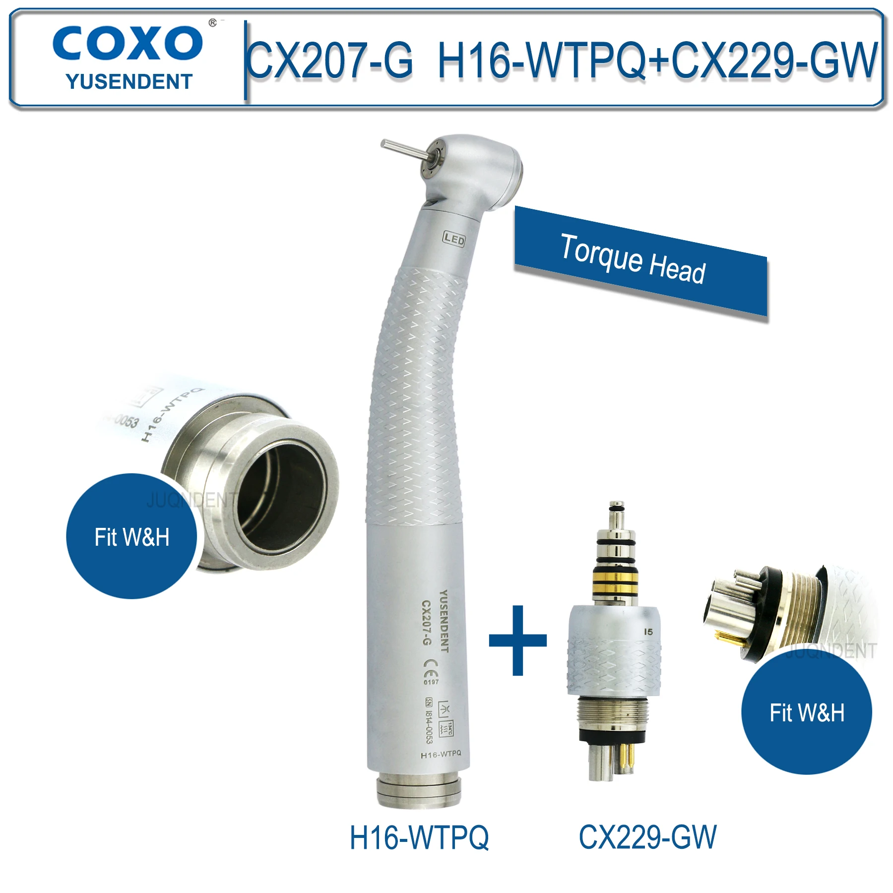 COXO Tandheelkundige Turbine Glasvezel Hoge Snelheid Handstuk Luchtrotor Standaard/Torque Hoofd LED Koppeling 6-pins Fit KAVO NSK Sirona WH