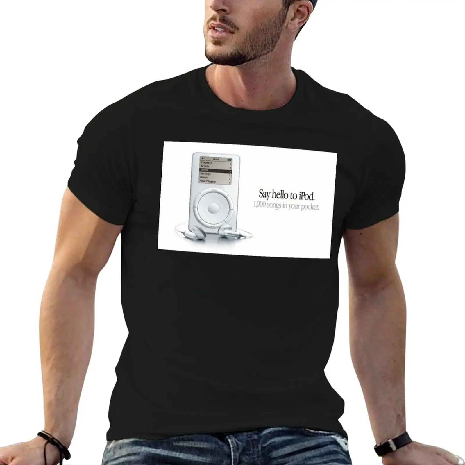 Vintage Apple: iPod 1000 songs in your pocket. T-Shirt rapper graphic tees blue archive clothing for men