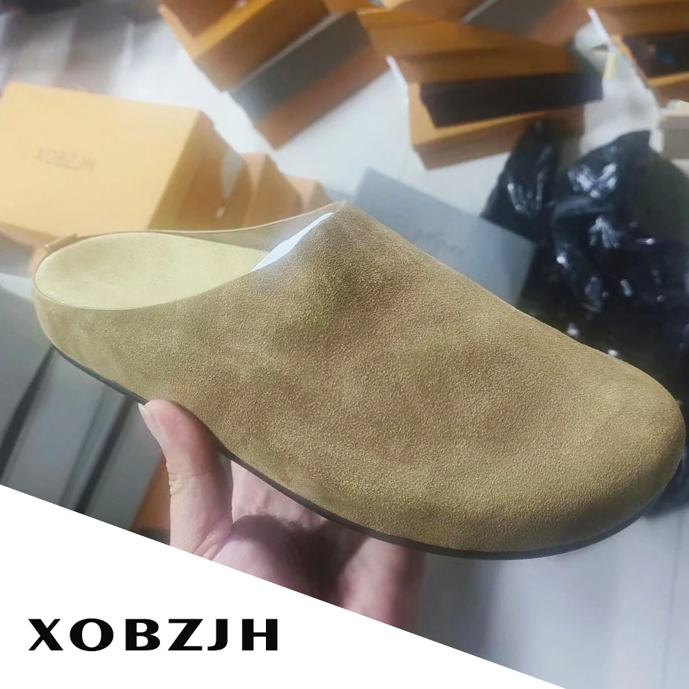 Nowe skórzane kapcie damskie Birken Leather Cork Modne sandały z miękką podeszwą 2024 Summer All Match Flat Mules Shoes For Women