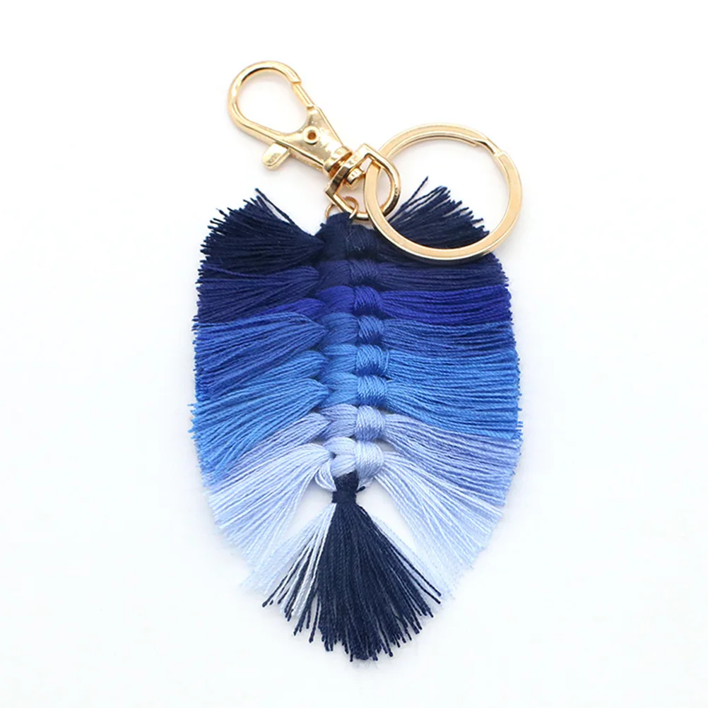 

6 Pcs Cotton Rope Keychains H woven Tassel Leaf Pendant for Women Cute Wallet Decor Hanging Bag Backpack Purse