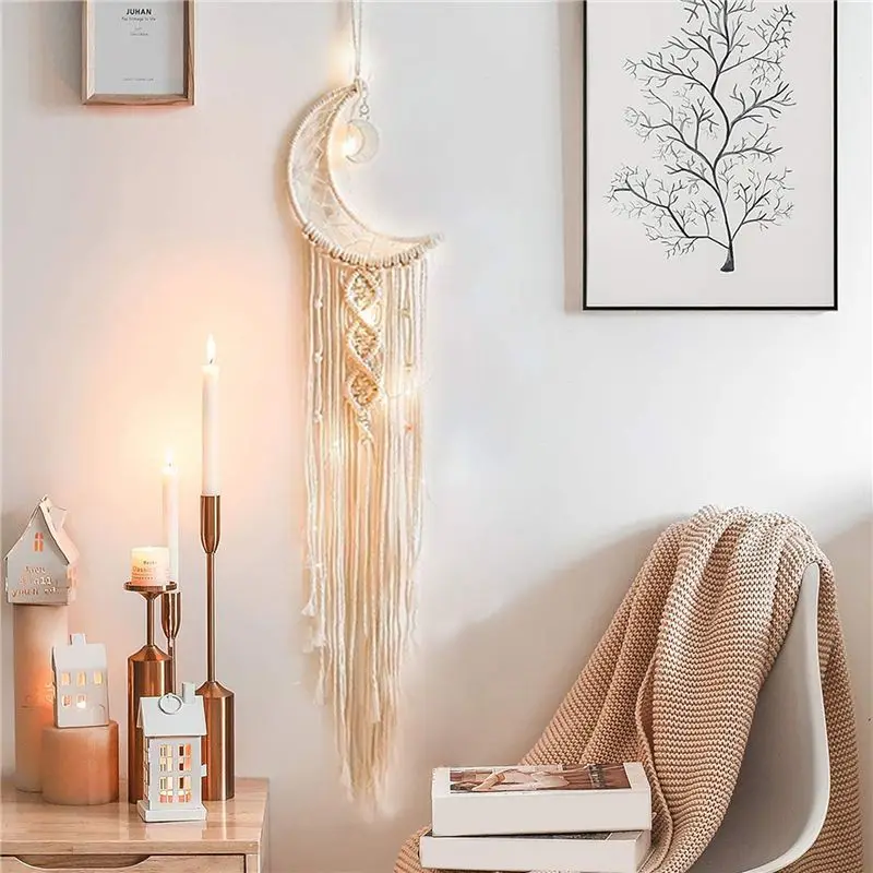EYFL-Moon Star Dream Catcher Metal Hoop Rings Circle Macrame For DIY Craft Dream Catcher Making Home Wall Hanging Decoration