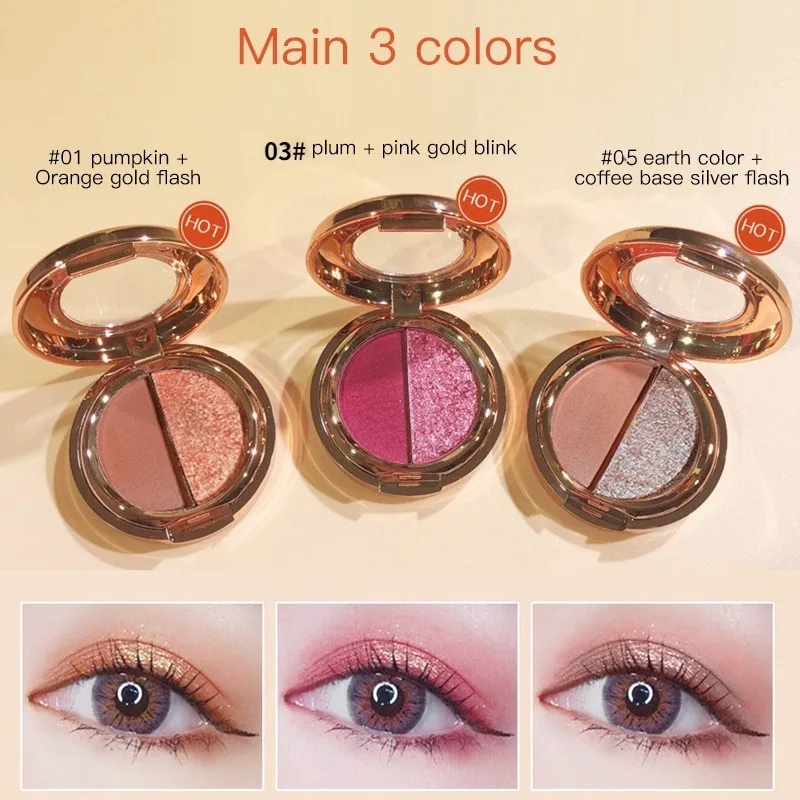 Zweifarbige Lidschatten-Palette mit mattem Schimmer, vielseitiges, reisefreundliches, alltägliches Make-up