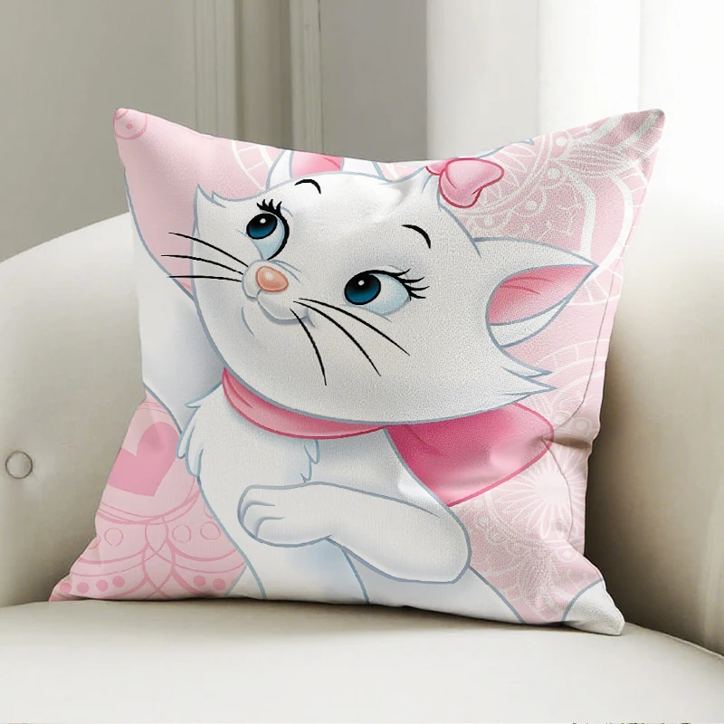 

Disney Marie Cat Pillow Cover Pink Heart Pattern Decorative Cushion Sofa Bedroom Kids Room Decor Gift