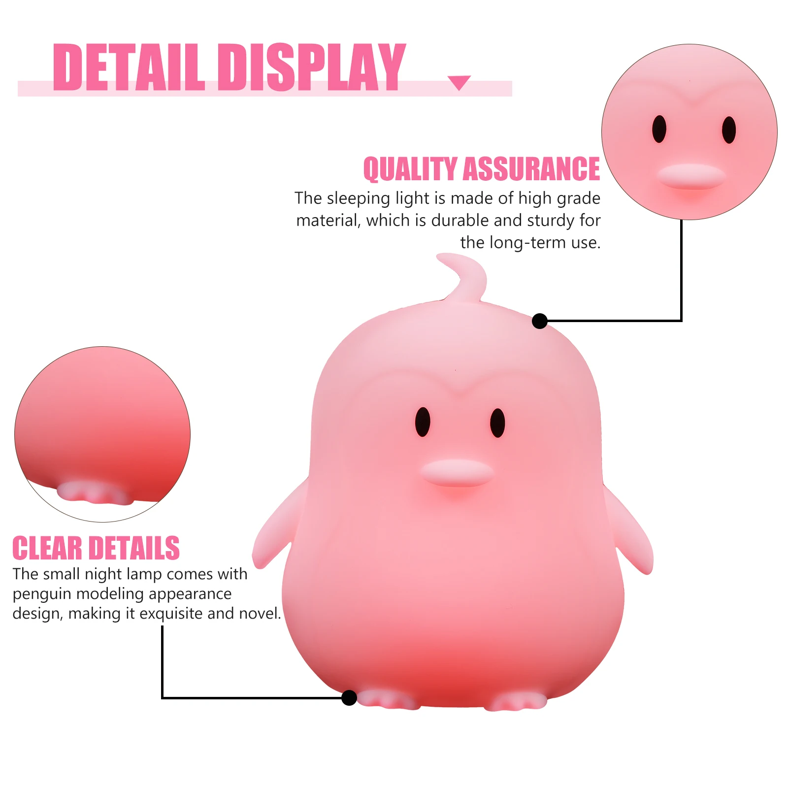 

1 set 1 Set Lovely Penguin Shape Patting Color Changing Night Lamp Decor Desktop Room Adorn Silicone Bedside Light Cute Party