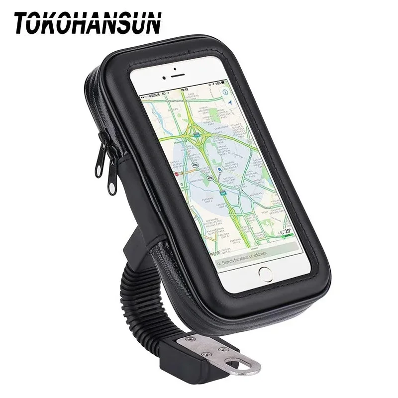 

Водонепроницаемый велосипедный мотоциклетный держатель для мобильного телефона, велосипедный чехол на руль заднего вида, поддержка телефона, GPS-крепление для IPhone 8 XS 11