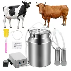 New 10L Pulsation Cow Goat Milking Machine 220V Cattle Pulsating Milking Machine Stainless Steel Milker Bucket Vacuum Pump