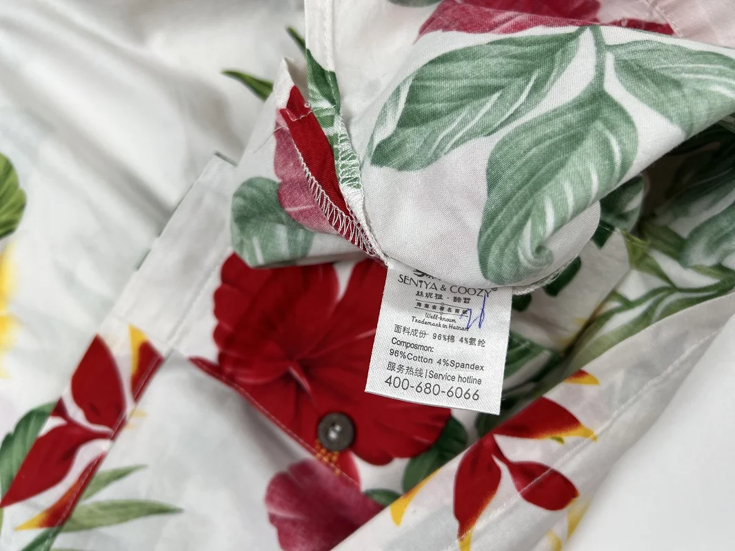 

Men's Summer Pure Cotton Floral Print Loose ort Sve irt Casual Vaion Beach Sle American Hong Kong Couple's irt