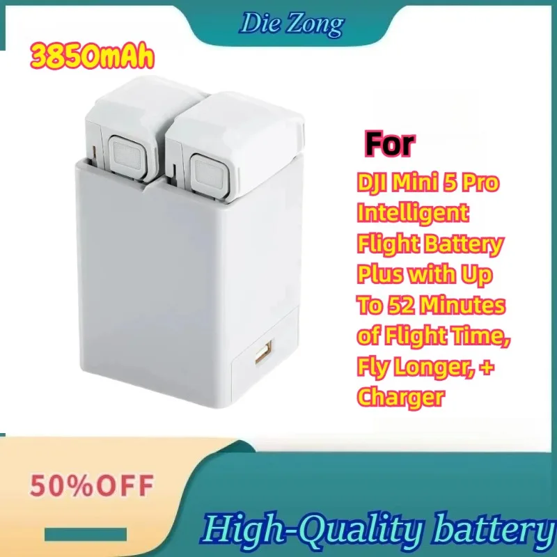 

New For DJI Mini 5 Pro Intelligent Flight Battery Plus with Up To 52 Minutes of Flight Time, Fly Longer, + Charger 3850mAh