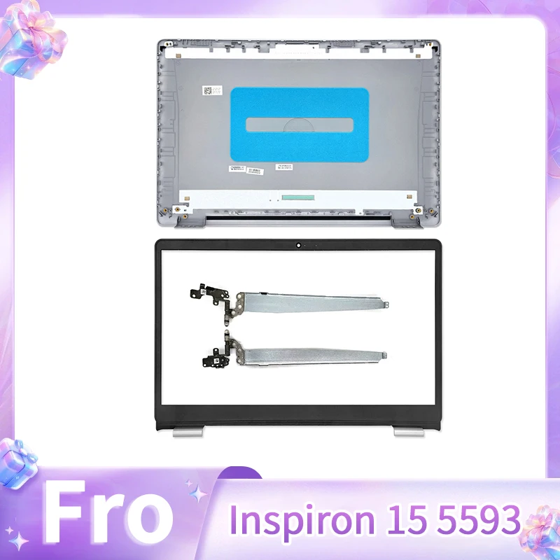 

Новая сменная крышка для ноутбука Inspiron 15 5593, задняя крышка ЖК-экрана, передняя рамка, петли, серебристый цвет