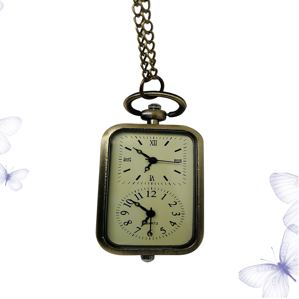 

Double Movement Retro Vintage Pocket Watch Necklace Pendant Chain For Men Women Elegant Chic Fashion Timepiece Gift Accessory
