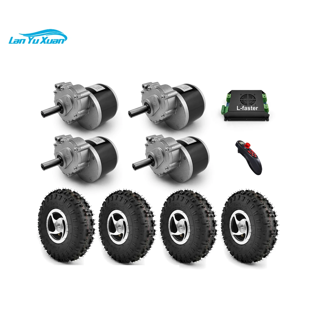 4WD 24V 1000W Electric Four Drive Kit 4.10-4 Off Road Tire 10 Inch Wheel Set For DIY Electrical 4X4 Lawnmower Barrow Trolley Car