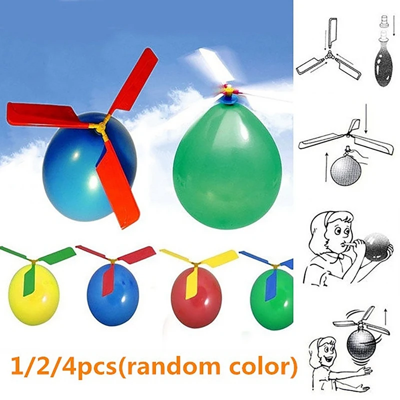 10 Set Funny Balloon Helicopter Launcher Toys Balloon Powered Racers Inertial Power Stem Toy For Children's Day Gift