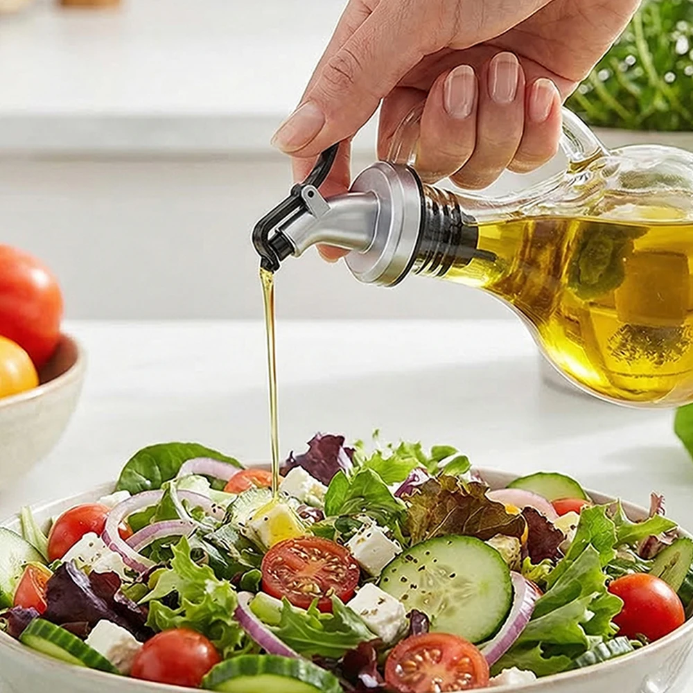 Oil Pour Spouts Olive Oil Vinegar Bottle Dispenser Pourer with Leak-Proof Cap for Kitchen Bar Sauce Salad