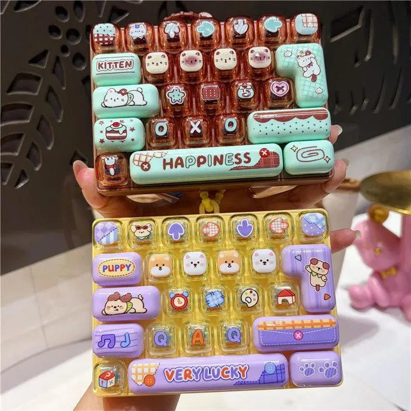 26 Key Fidget Button Keychain Funny Sensory Stress Relief Toy Creative Bag Hanging Ornament for Stocking Stuffers
